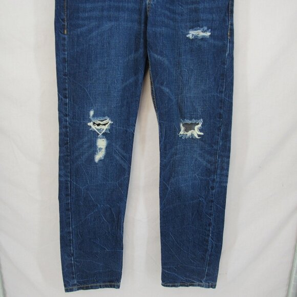 Levi Red Tab 502 Regular Women's Taper Mid Rise Distressed Jeans Size 12 - Picture 3 of 10